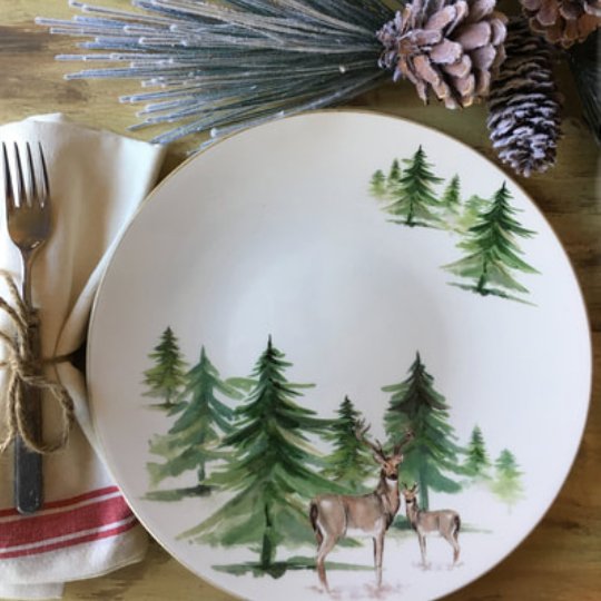 Wild Evergreen Dinner Plate - Set/6 | Coastal Compass Home Decor