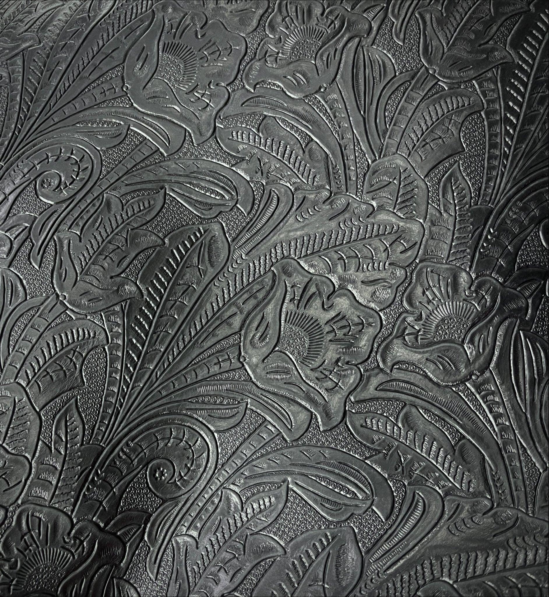 Denver Black Floral Tooled Leather - Your Western Decor