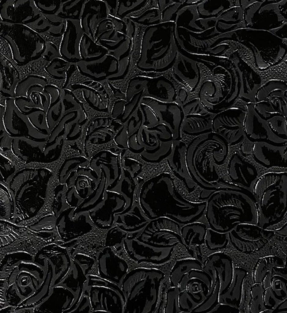 Roses Black Embossed Leather | Your Western Decor