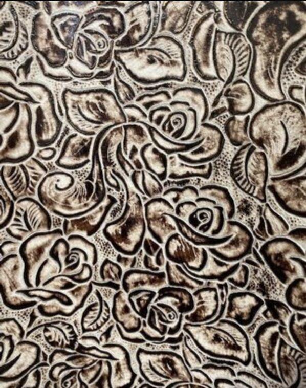 Roses Chocolate Ivory Embossed Leather | Your Western Decor