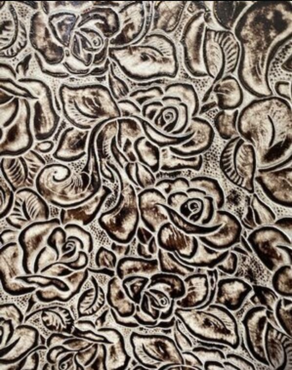 Roses Chocolate Ivory Embossed Leather | Your Western Decor
