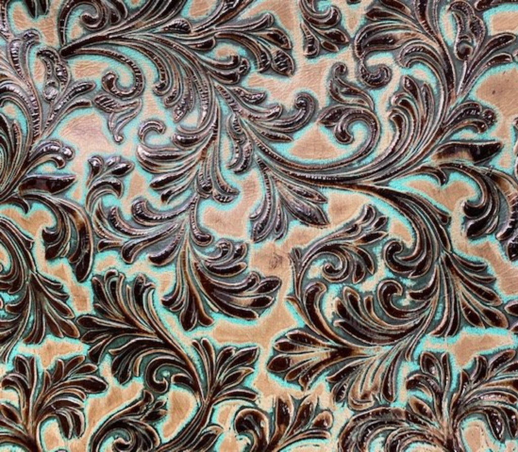 Valentina Turquoise/Brown Embossed Leather | Your Western Decor