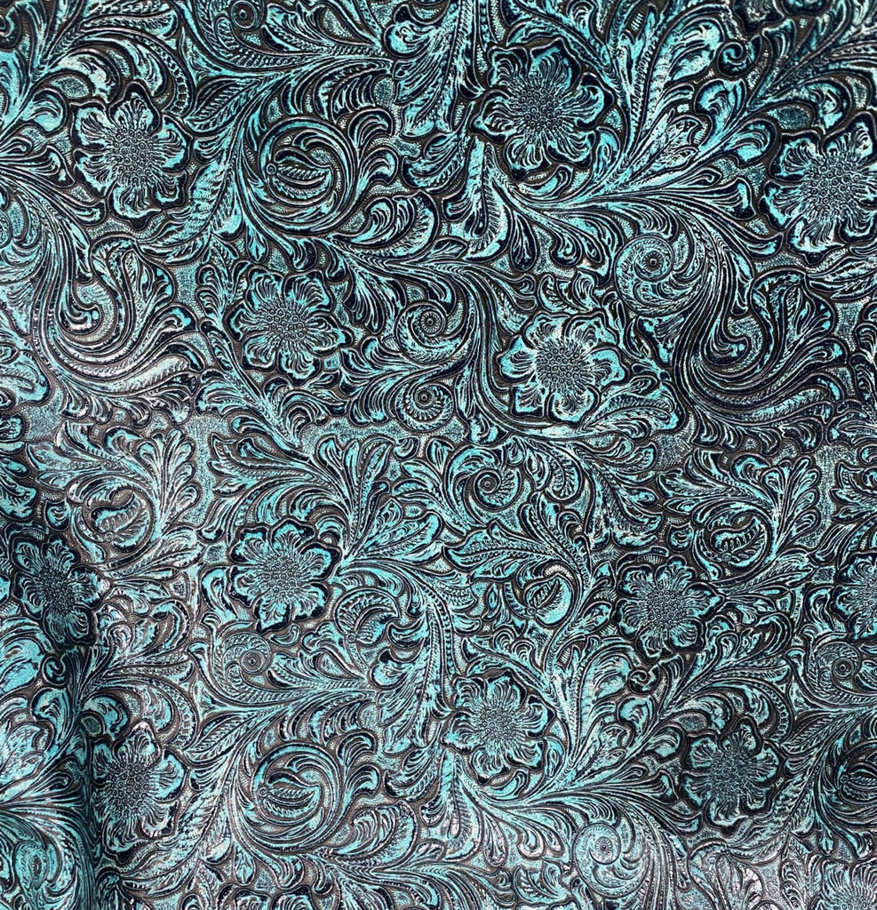Wildflower Turquoise Embossed Leather | Your Western Decor