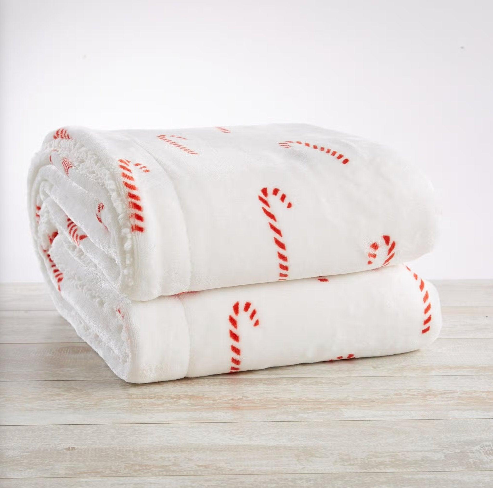 Candy Cane Sherpa Throw Blanket - Your Western Decor