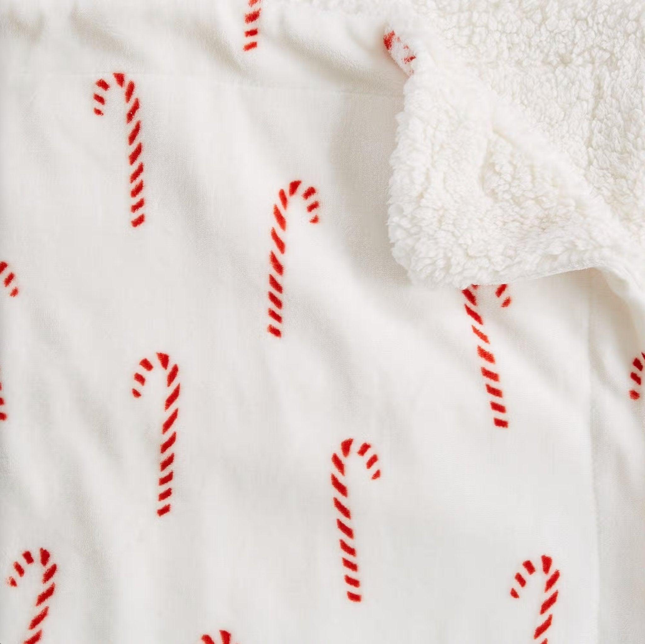 Candy Cane Sherpa Throw Blanket - Your Western Decor