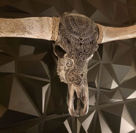 Mandala Carved Longhorn Skull Carved Horns - Your Western Decor