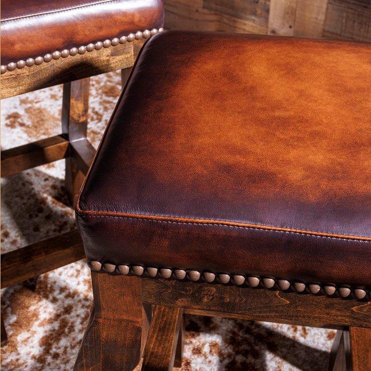 Smooth Leather Santa Rosa Leather Bar Stool - Your Western Decor