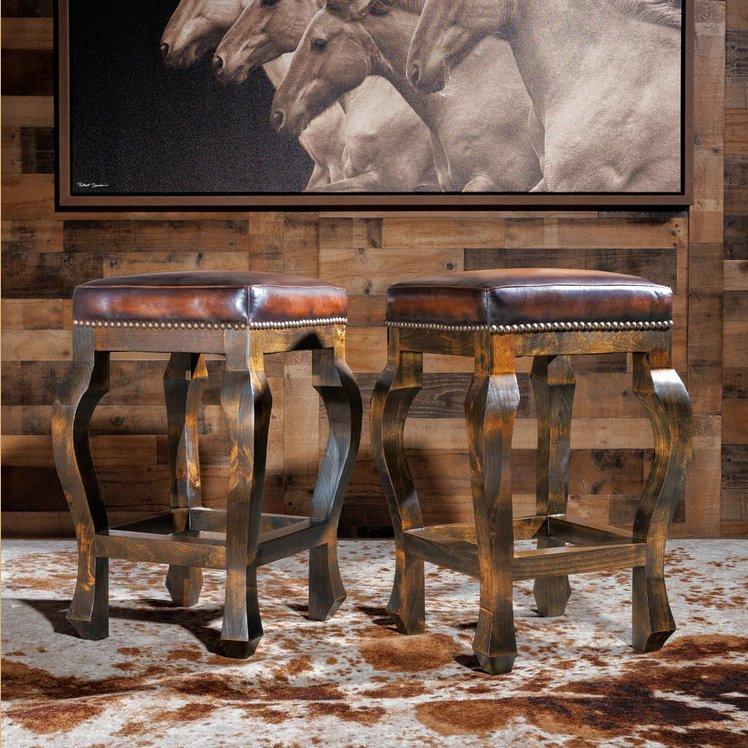 Smooth Leather Santa Rosa Leather Bar Stool - Your Western Decor