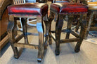 Santa Rosa Leather Bar Stool - Custom made bar stools with burnished red leather - Your Western Decor