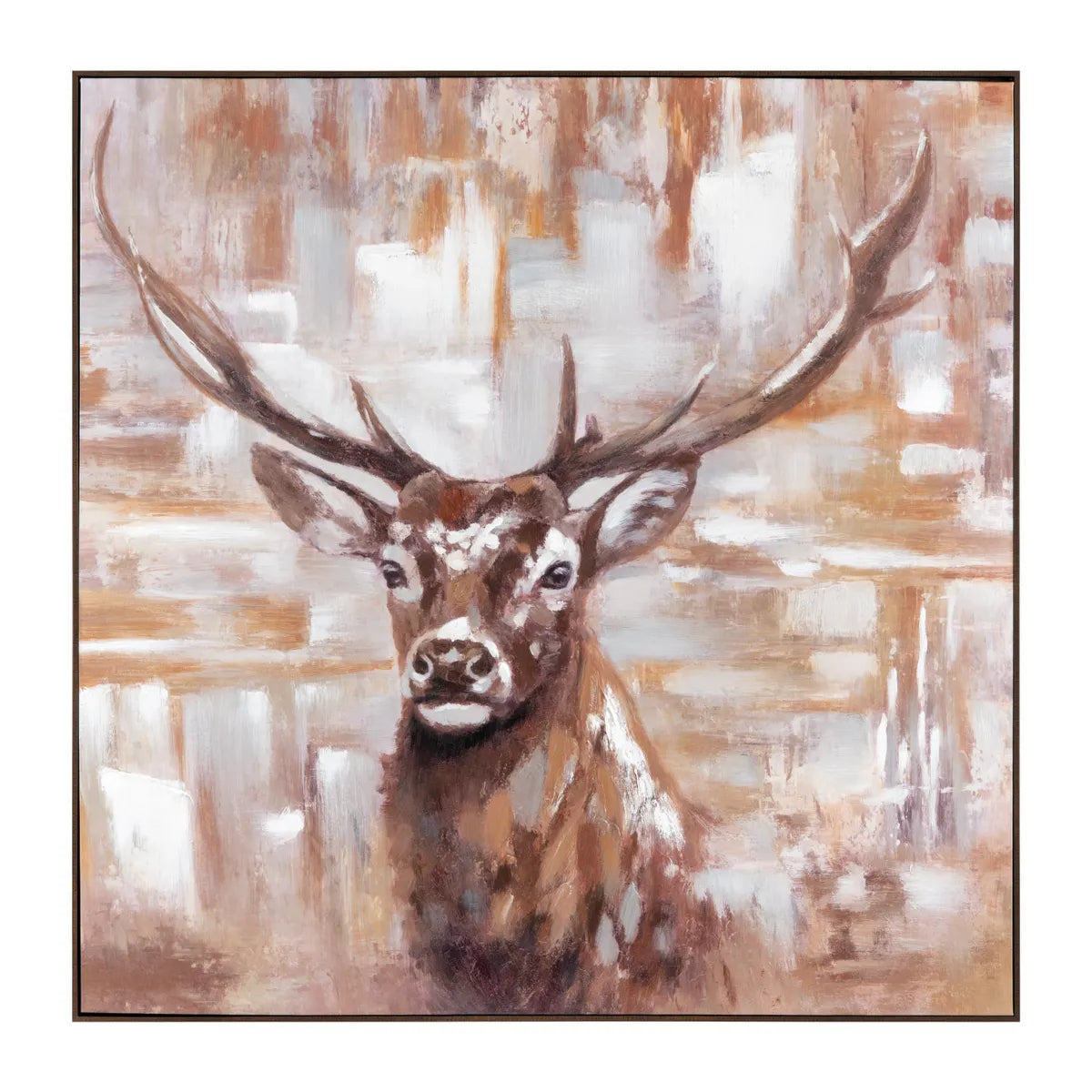 Seasons Tribute Painting - Deer Painting - Brown, grey & White - Natural textures - Your Western Decor