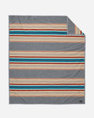 Serape Stripe Wool Blanket - Grey, Red, Blues & Tan - Your Western Decor