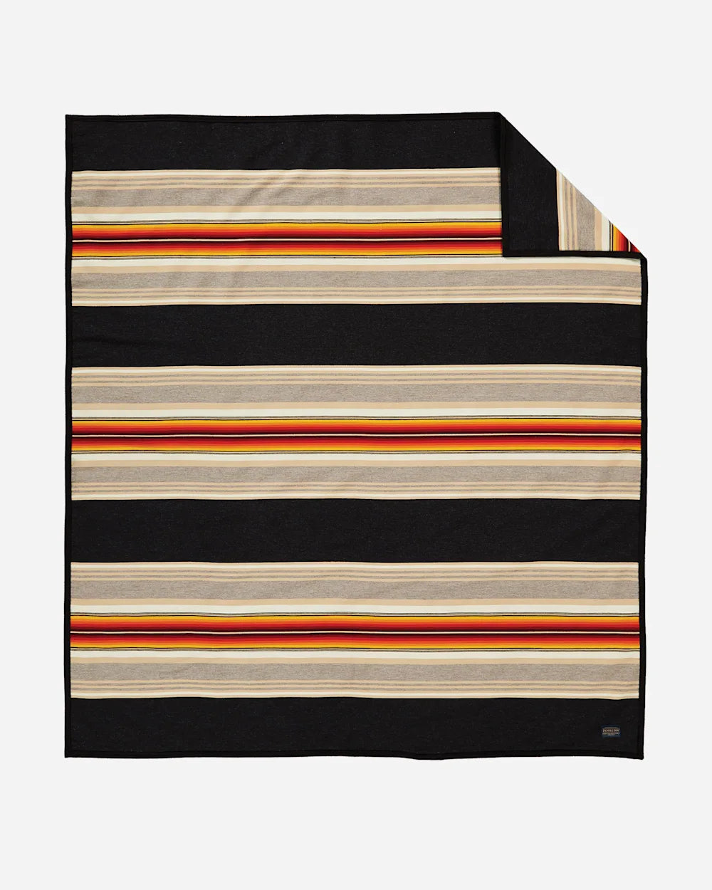 Serape Stripe Wool Blanket - Black, Grey, Sunset colors, Tan & White - Your Western Decor