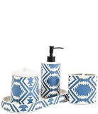 Shifting Dunes Bath Accessory Set - Lotion Pump - Canister - Toothbrush Holder - Tray - Blue & White - Pendleton Design - Your Western Decor