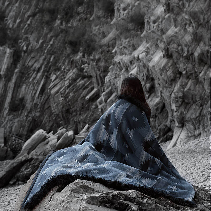 Sierra Blue Faux Fur Blanket - Your Western Decor