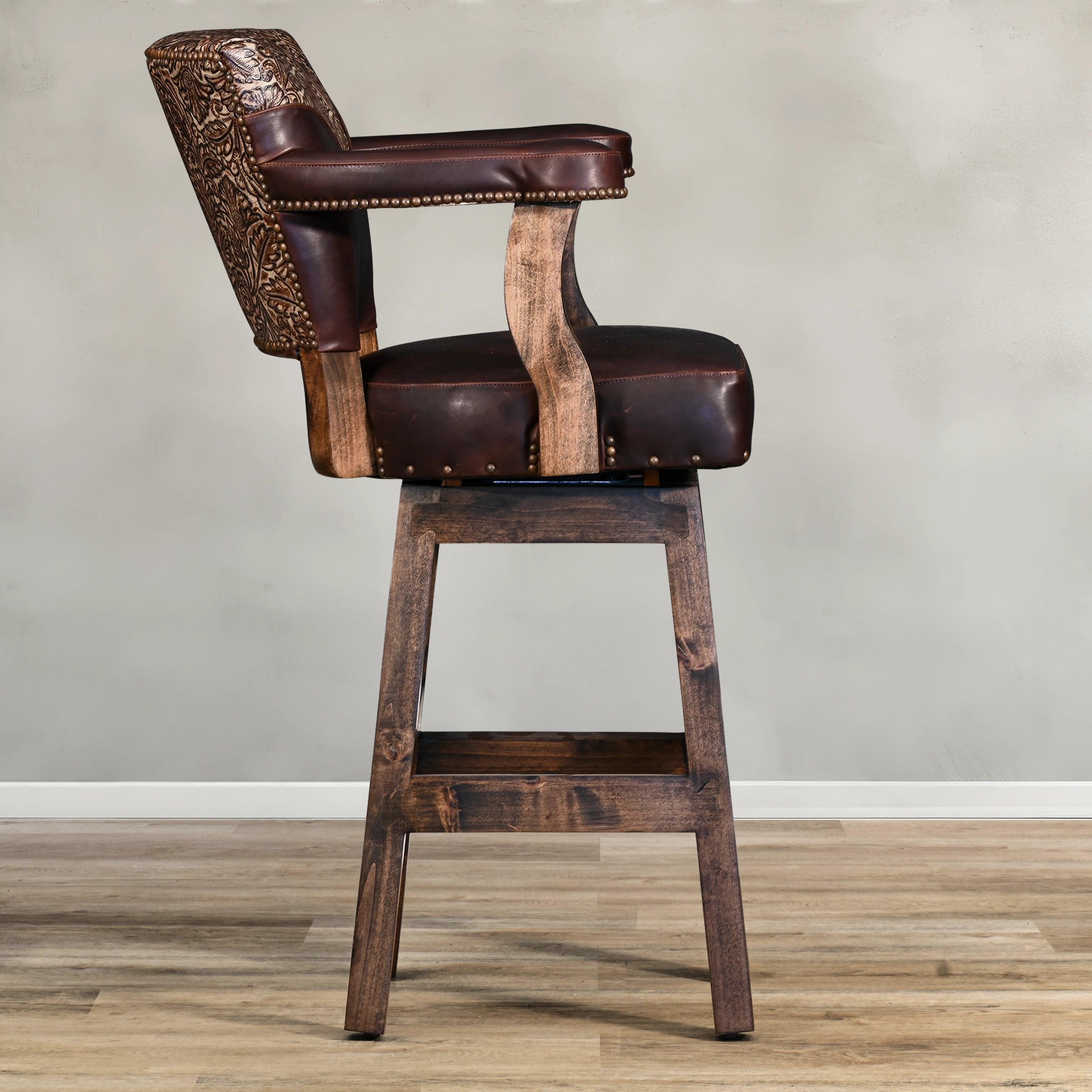 American made Autumn Western Leather Swivel Bar Stool - Your Western Decor