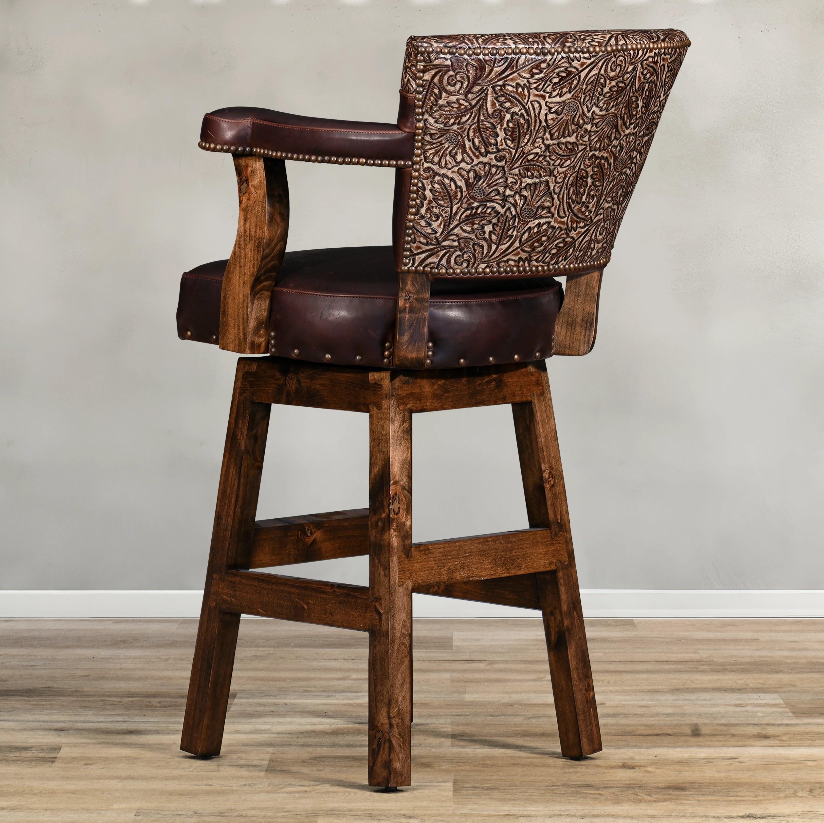 American made Autumn Western Leather Swivel Bar Stool - Your Western Decor