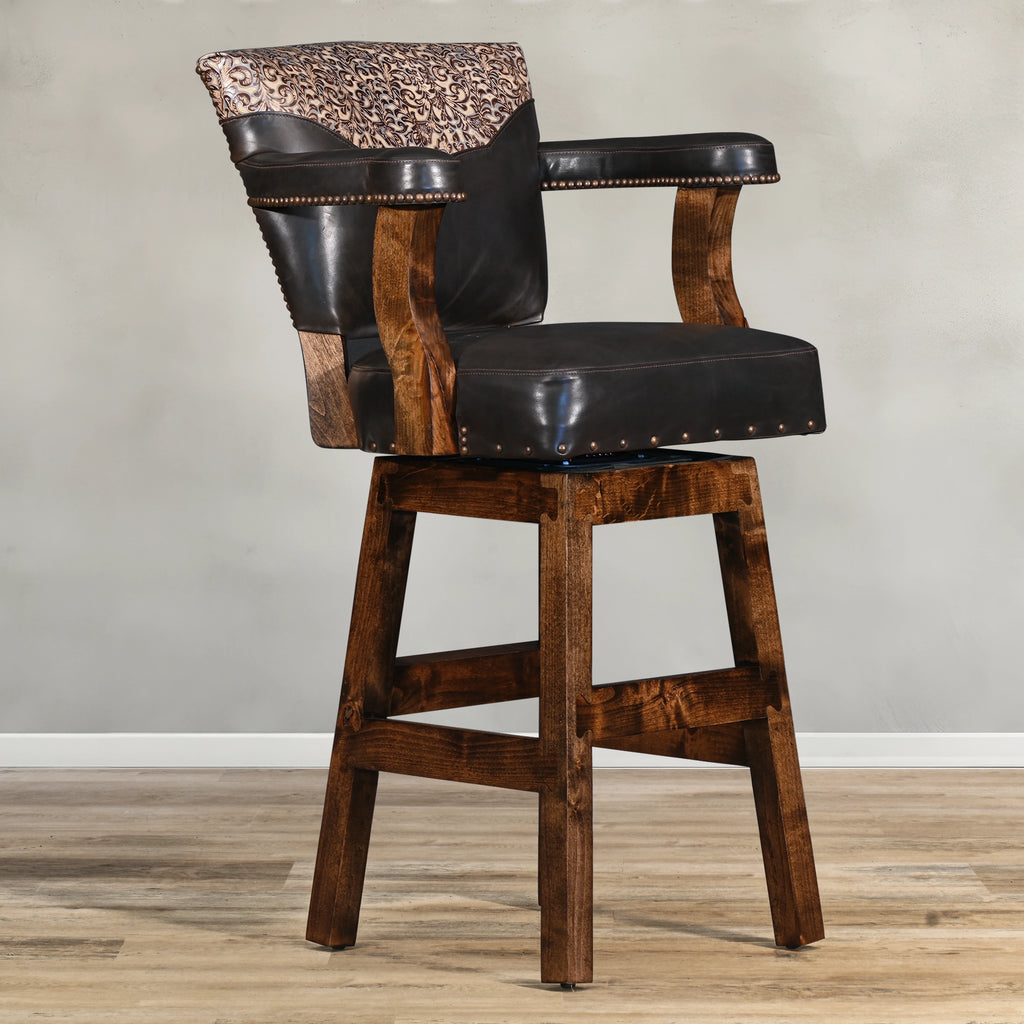 Classic Espresso Leather Bar & Counter Stool - Your Western Decor