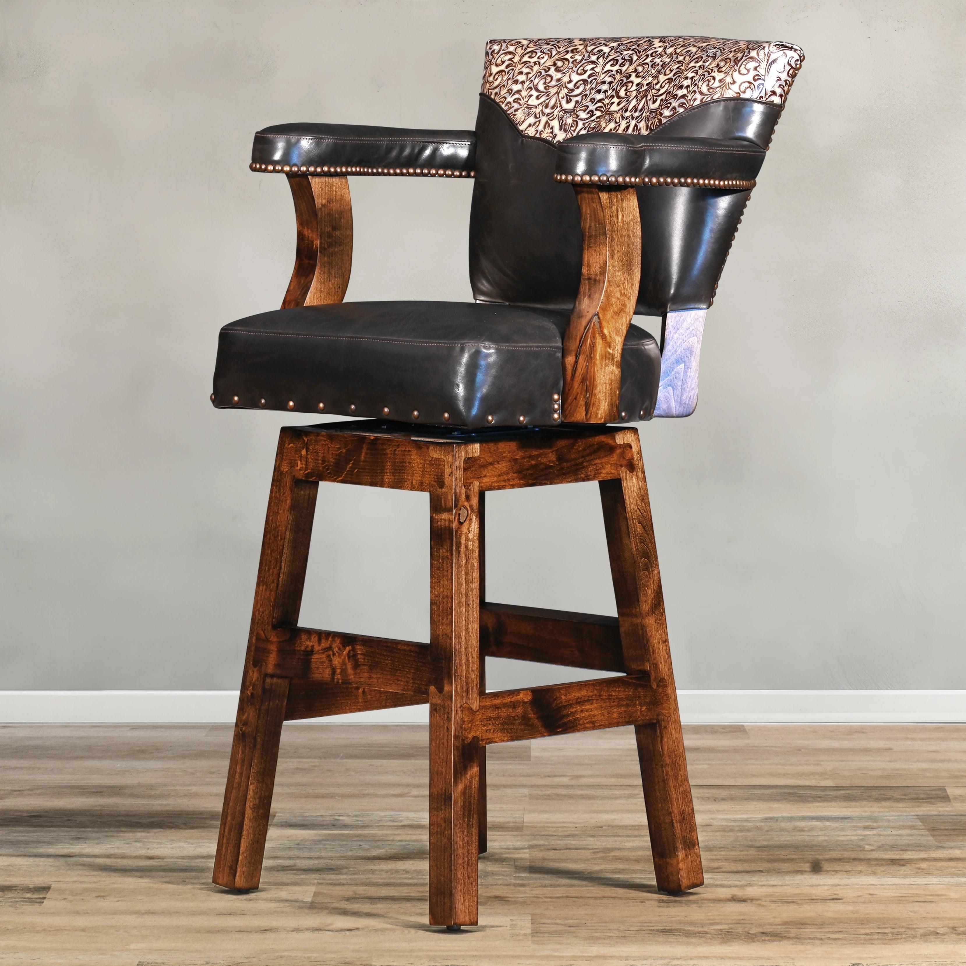 American made Classic Espresso Leather Bar & Counter Stool - Your Western Decor