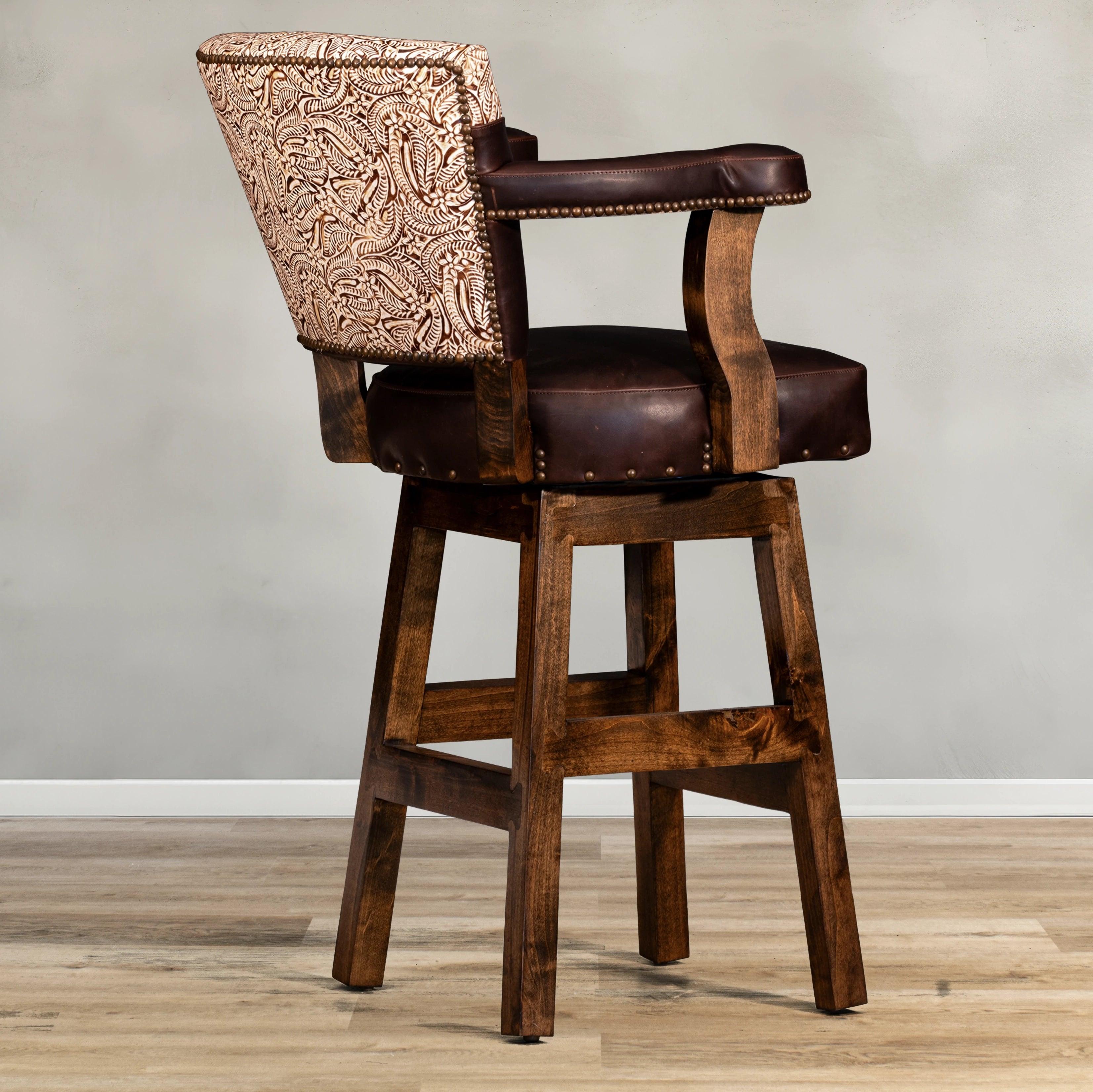 American made Chisum Western Leather Bar Chair - Your Western Decor