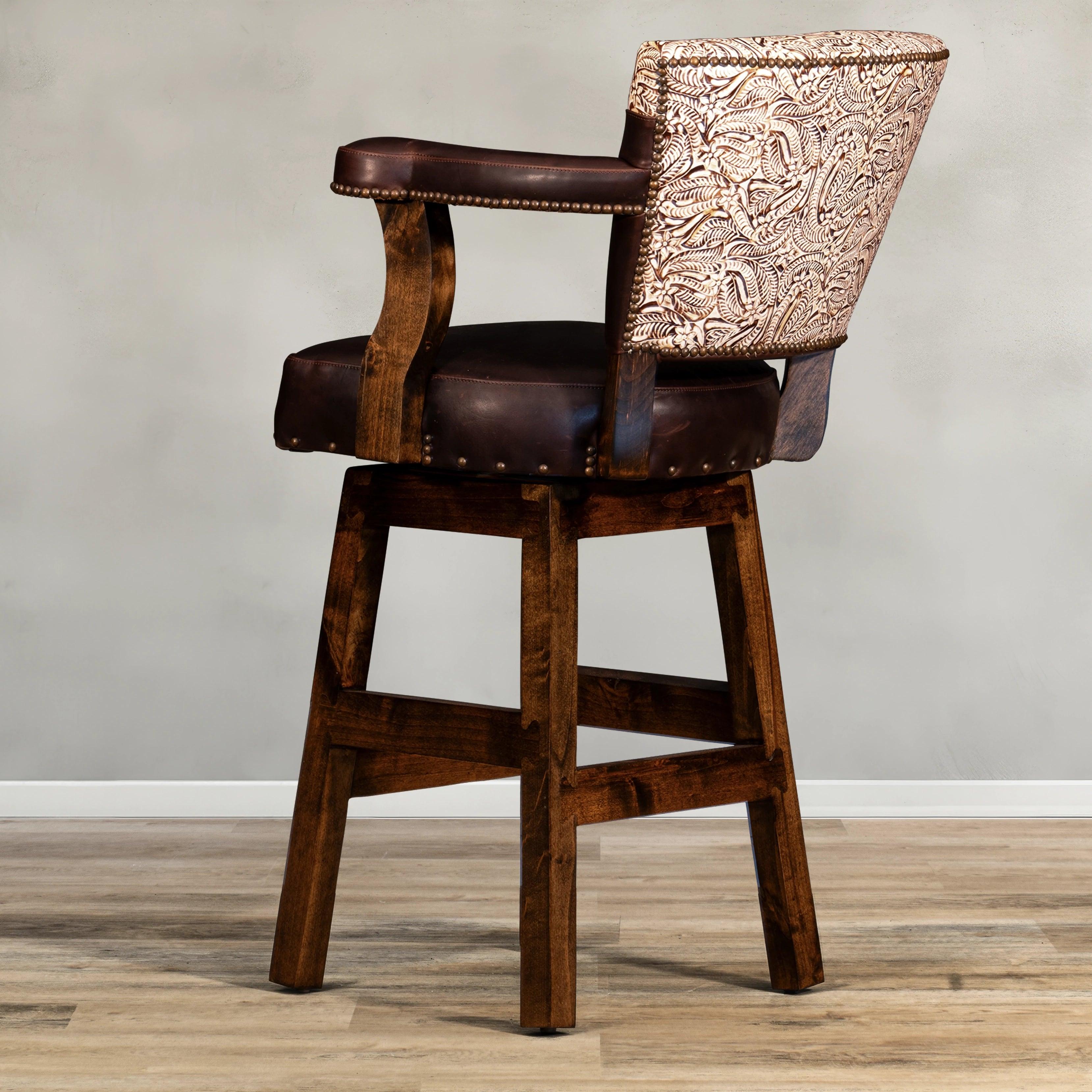 American made Chisum Western Leather Bar Chair - Your Western Decor