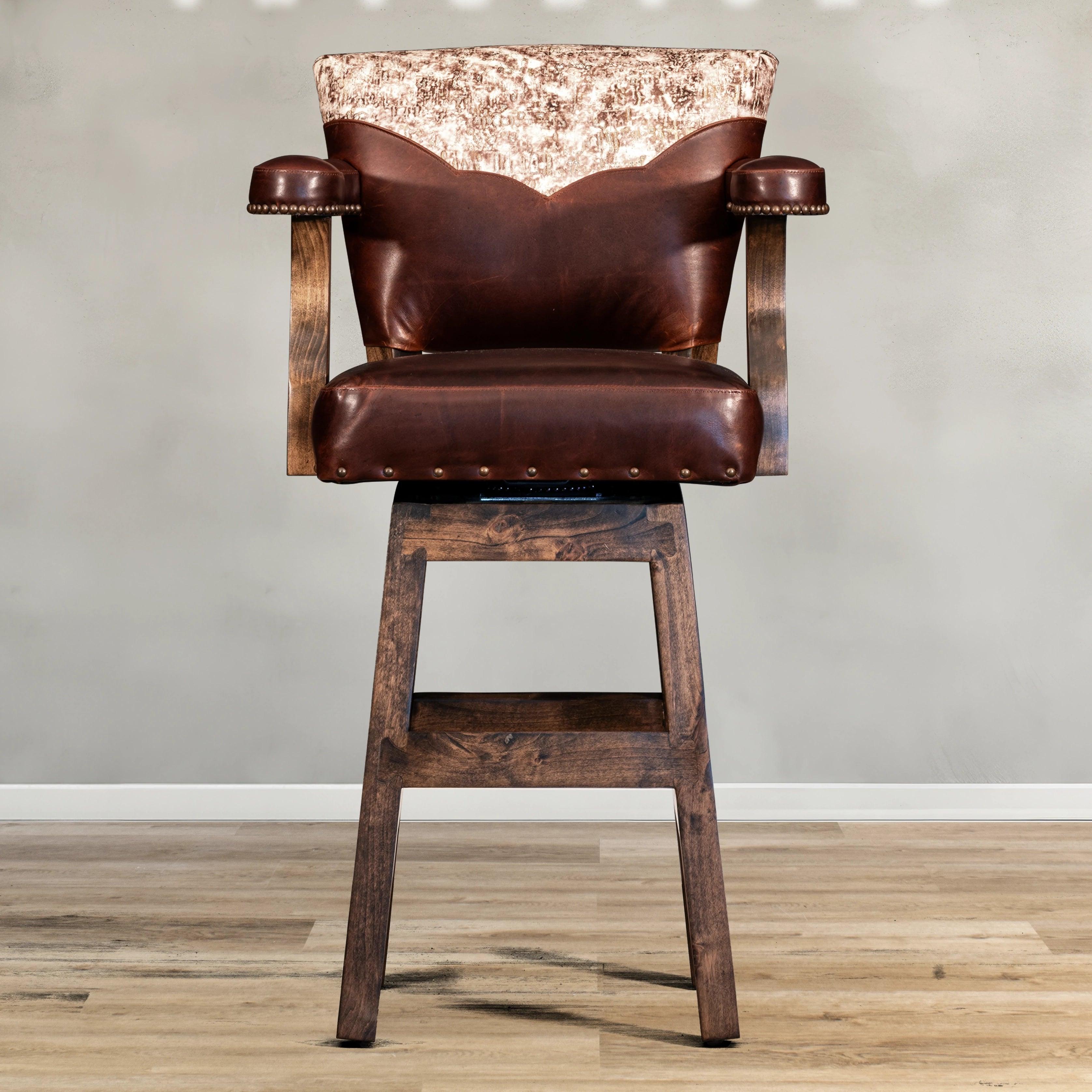 Driftwood Leather Bar Chair made in the USA - Your Western Decor