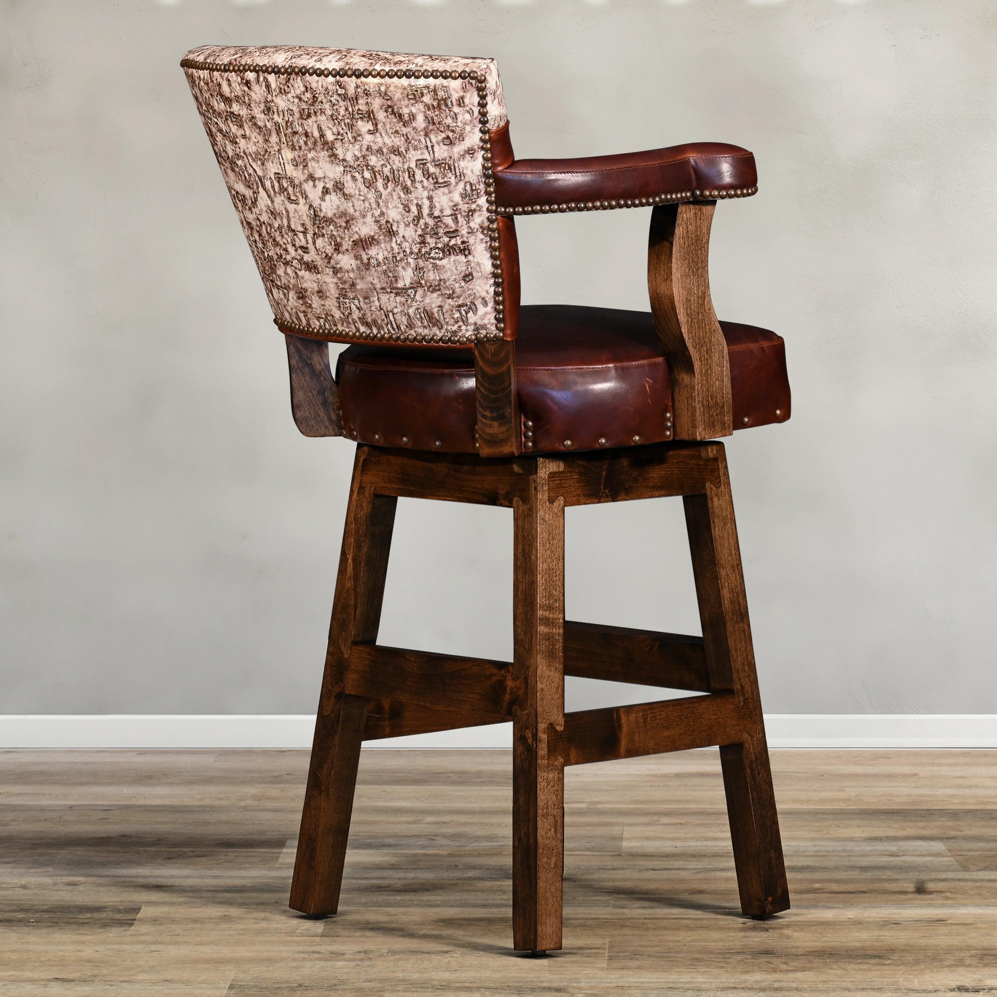 Driftwood Leather Bar Chair made in the USA - Your Western Decor