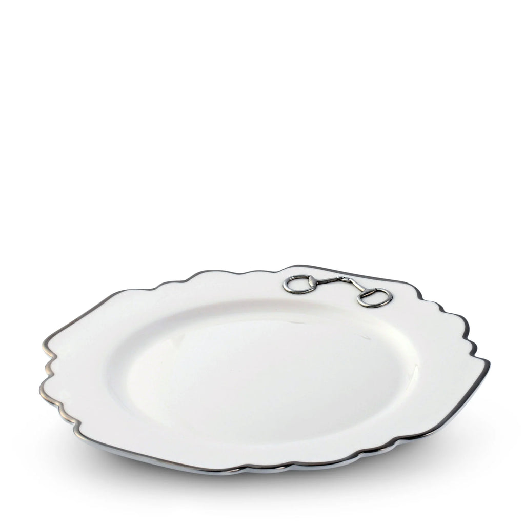 Snaffle Bit Platinum Scallop Dinner Plate - Your Western Decor