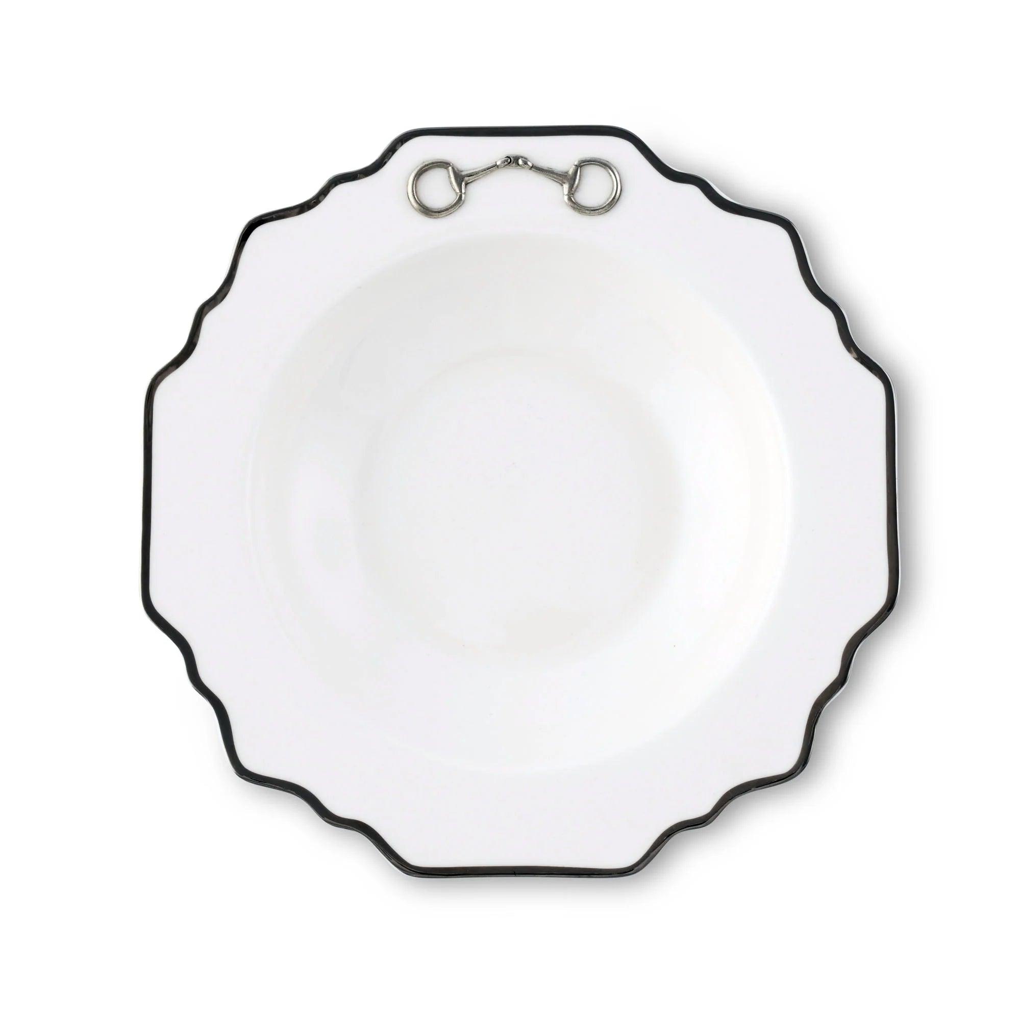 Snaffle Bit Platinum Scallop Soup Bowl - Your Western Decor