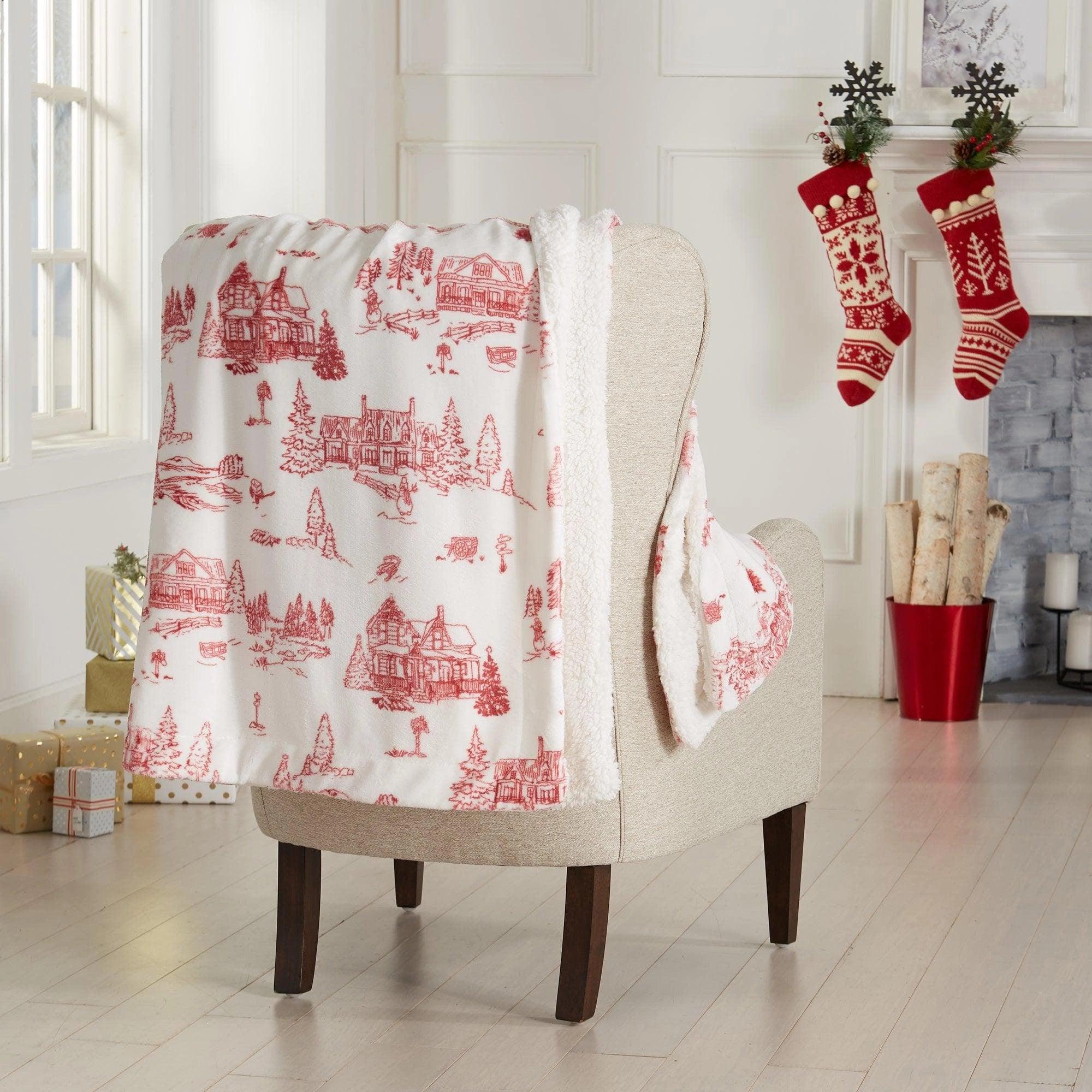 Snowtown Toile Sherpa Throw Blanket - Your Western Decor