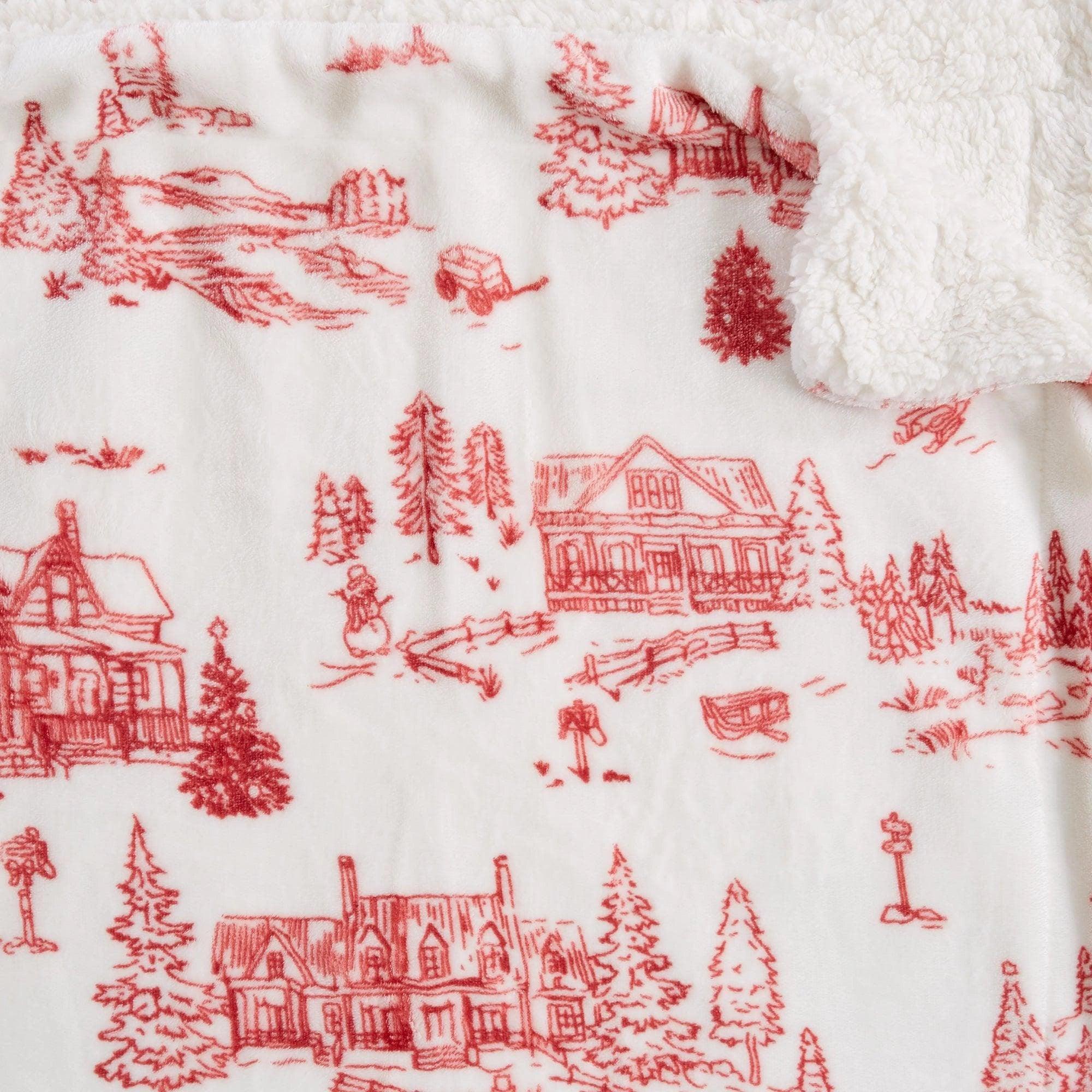 Snowtown Toile Sherpa Throw Blanket - Your Western Decor