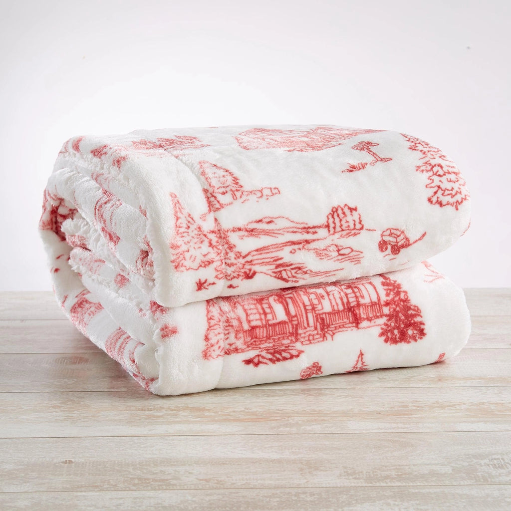 Snowtown Toile Sherpa Throw Blanket - Your Western Decor