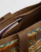 Solstice Canyon Zip Tote - Pendleton Wool - Leather Logo Patch - Polyester Canvas Handles - Interior Pockets - Your Western Decor