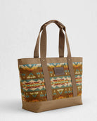 Solstice Canyon Zip Tote - Pendleton Wool - Leather Logo Patch - Polyester Canvas Handles - Interior Pockets - Your Western Decor