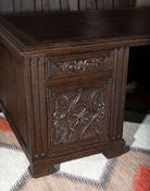 Spanish Olite Executive Desk Carved Detail - Your Western Decor