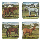 Stables Canape Plates - 4 Horse Designs on each plate - Stables background - square plates - Your Western Decor