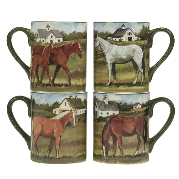 Stables Mug Set - 4 Horse Designs - Your Western Decor