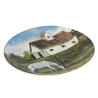 Stables Round Platter - Mom & Foal horses with stable & pasture background - Your Western Decor