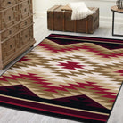 Area rug in red, white, burgundy starburst, made in the USA - Your Western Decor