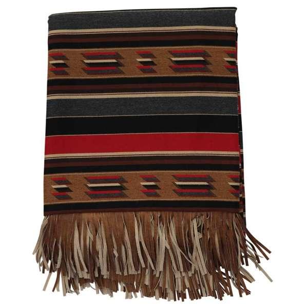 Striped blanket with fringes on a white background