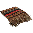 Striped blanket with fringes on a white background