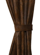 Sunset Canyon Tie Back. Brown faux leather curtain tieback