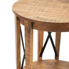 Sutton Creek Accent Table - Natural Wood - Stained Brown finish - Metal X poles - Bottom shelf built with natural Mango wood 