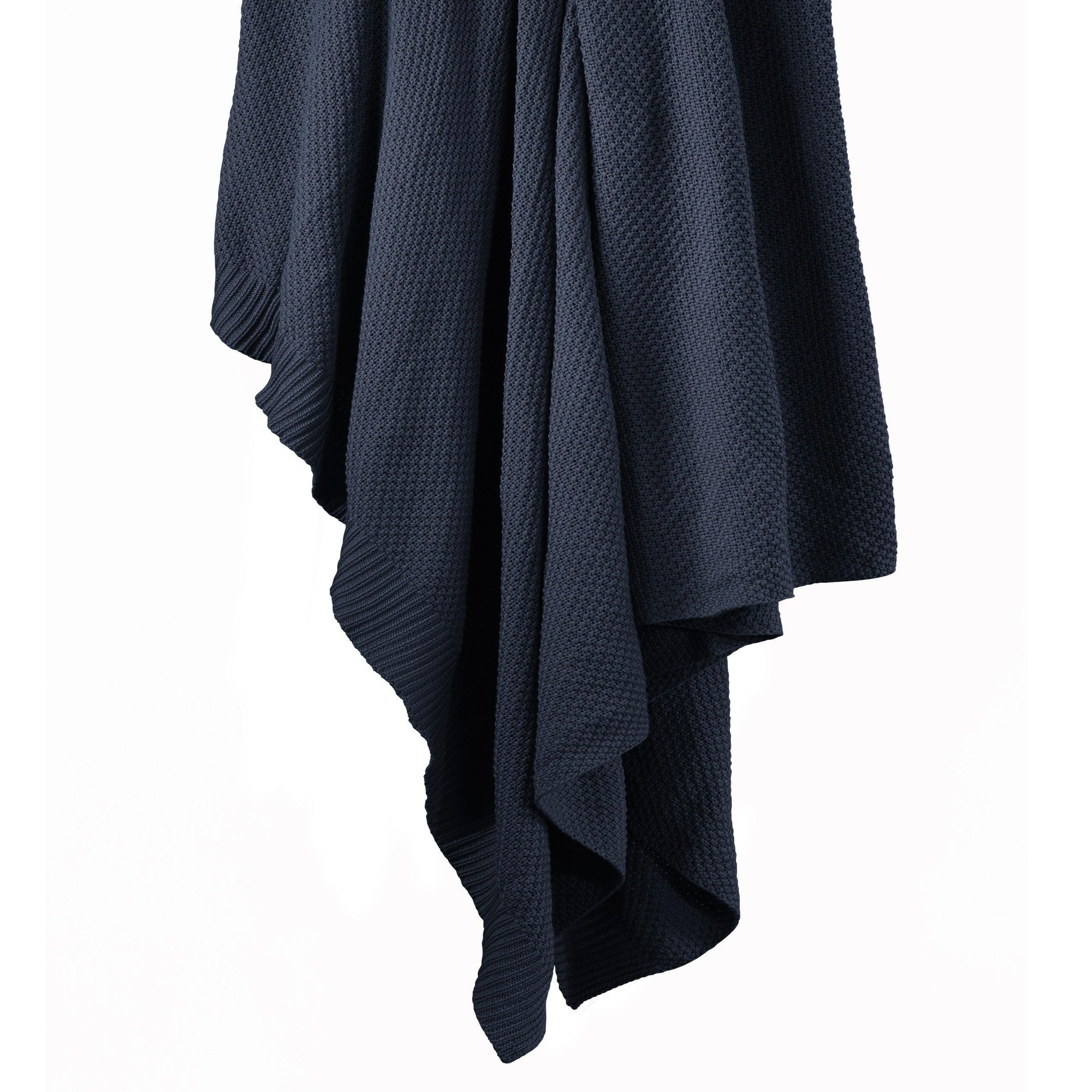 Cotton knit blanket navy blue in 4 sizes - Your Western Decor