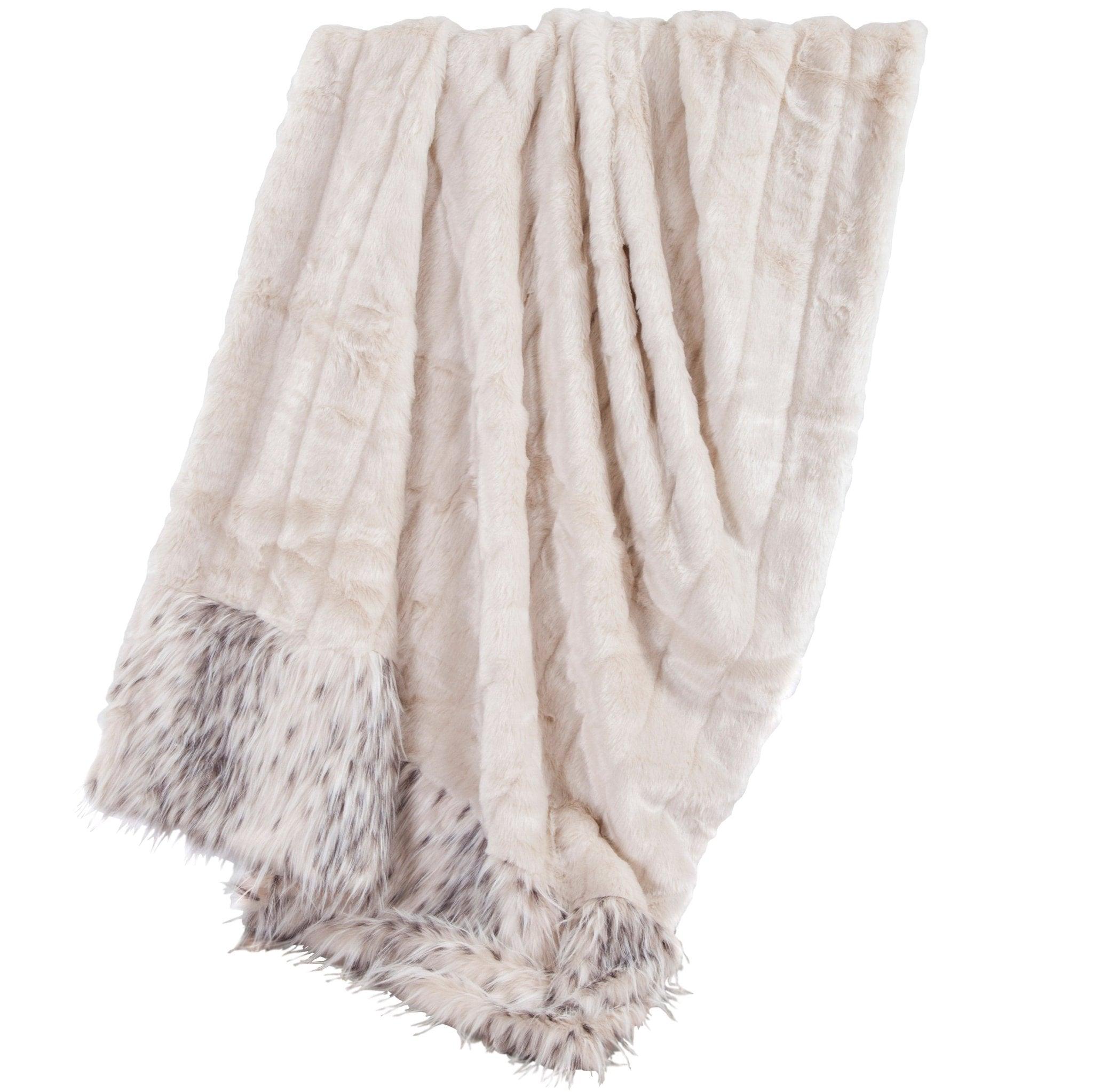 Snow leopard and mink faux fur throw blanket - Your Western Decor