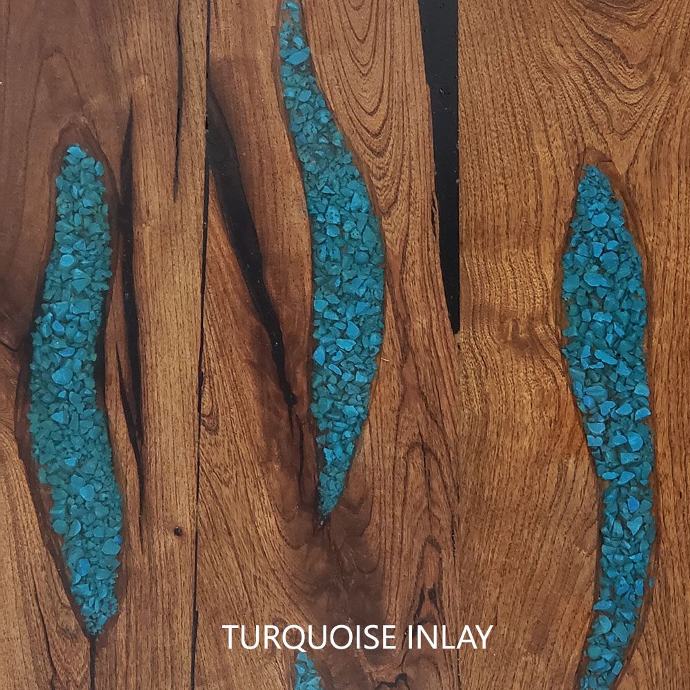 Turquoise inlay on mesquite table top - Your Western Decor
