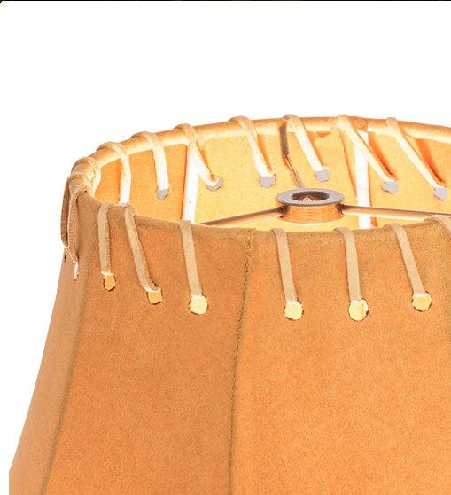 Tan Faux Leather Swoop Lamp Shade 18" top detail - Your Western Decor