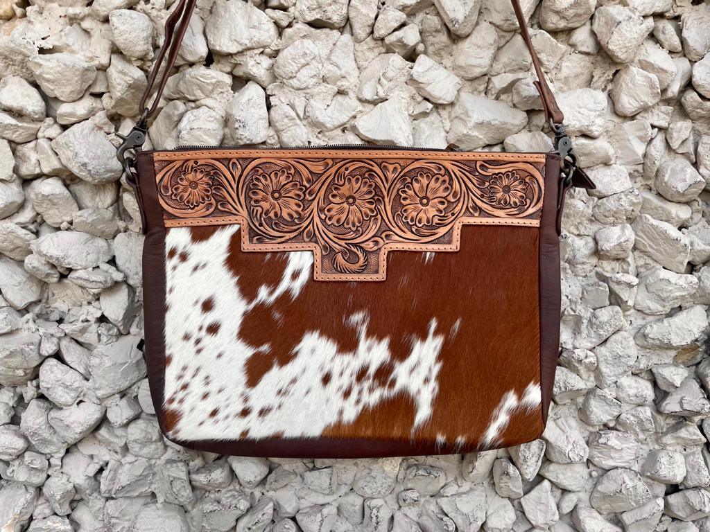 Tooled Cowhide Crossbody Bag - Your Western Decor