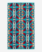 Pendleton Tucson Turquoise Spa & Beach Towel woven from premium cotton velour with vibrant turquoise Southwestern pattern.