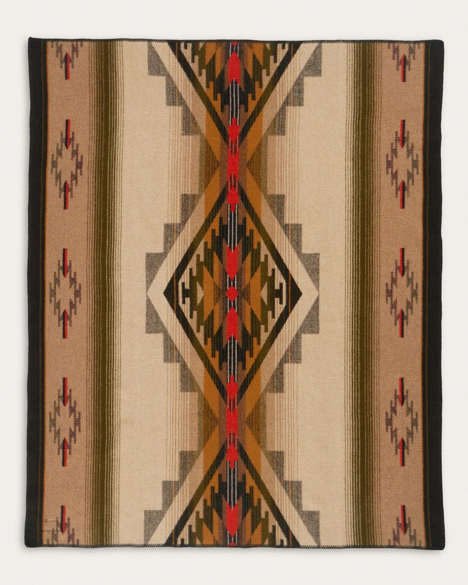 Decorative blanket with geometric pattern on a beige background