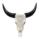 Turquoise Mandala Carved Steer Skull in White - Your Western Decor